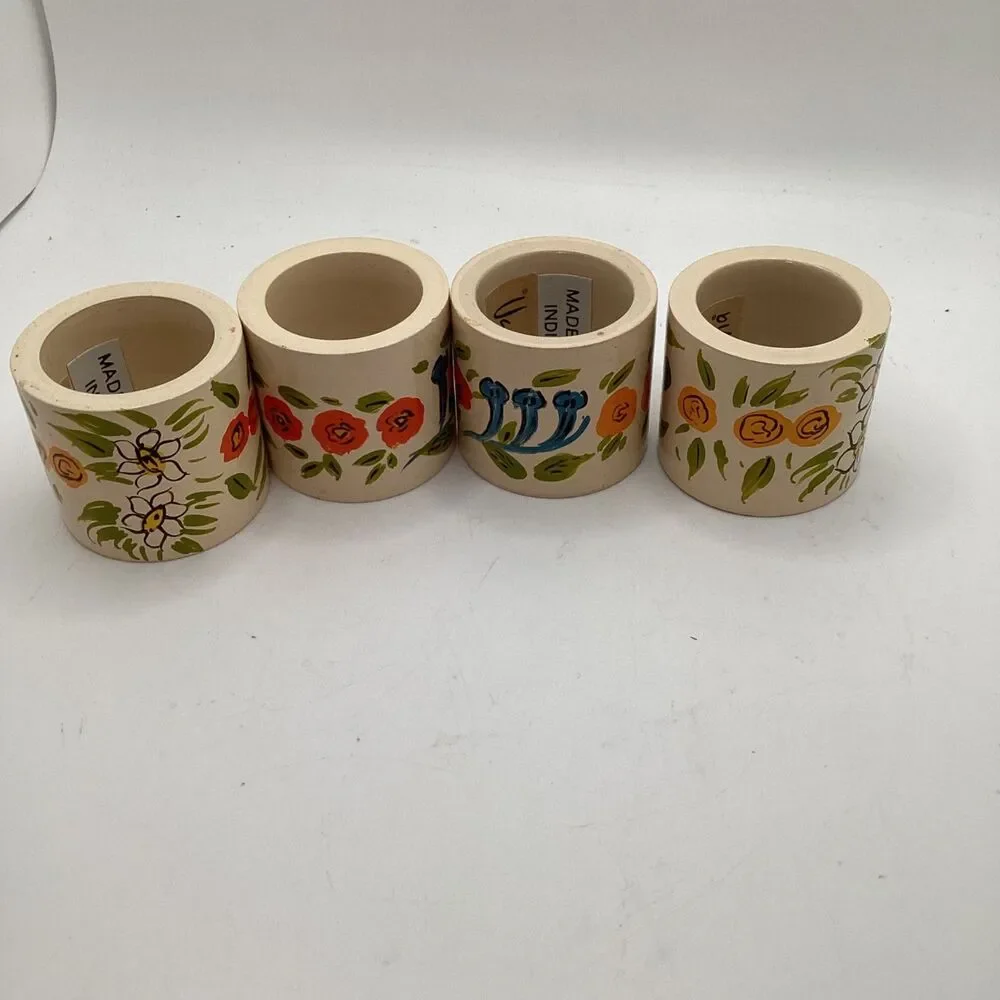 Vintage Vgna India Napkin Rings Set of 4 Spring, Easter
